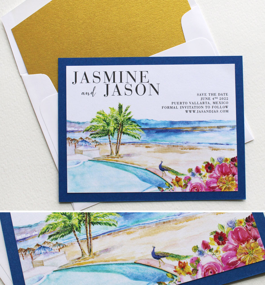 Watercolor Beach Save the Dates