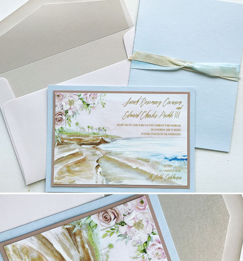 Watercolor Ocean Wedding Invitations