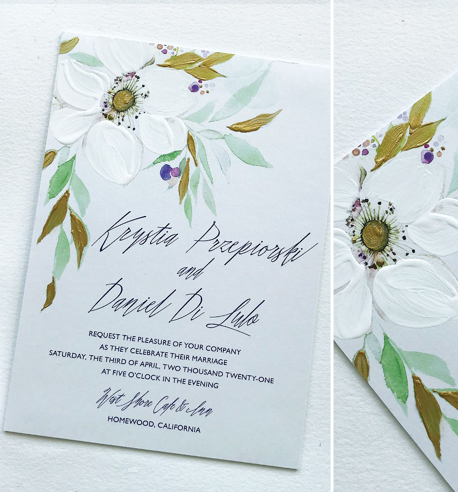 White Anemone Wedding Invitations