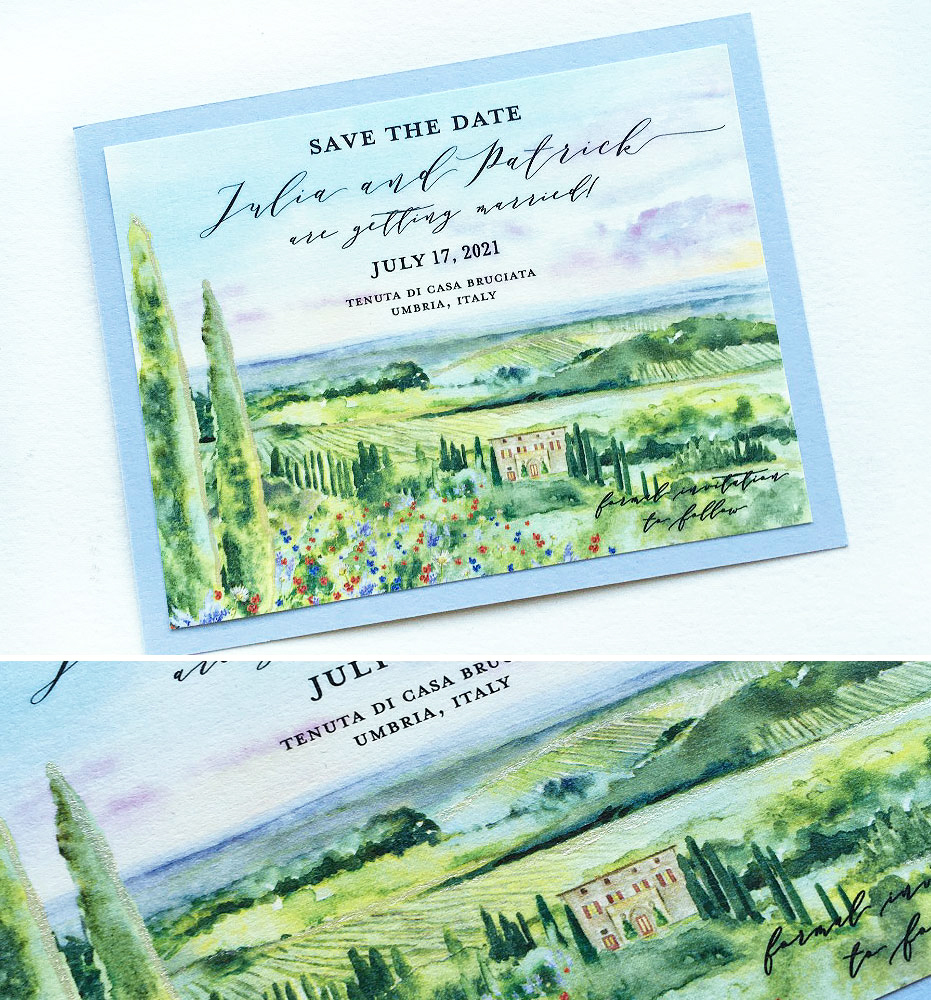 Hand Painted Wedding Save the Dates