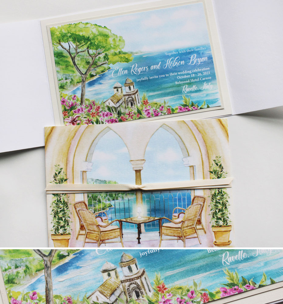 Watercolor Italy Wedding Invitations