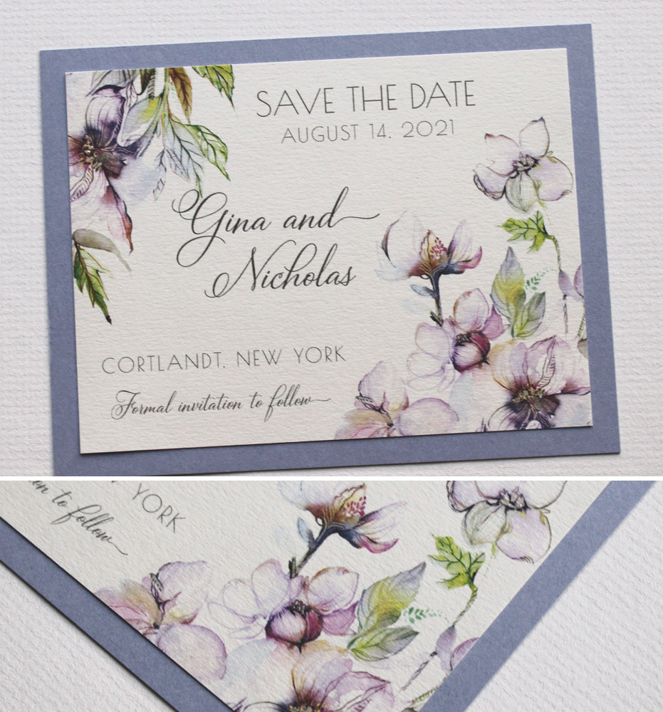 Purple Floral Save the Dates