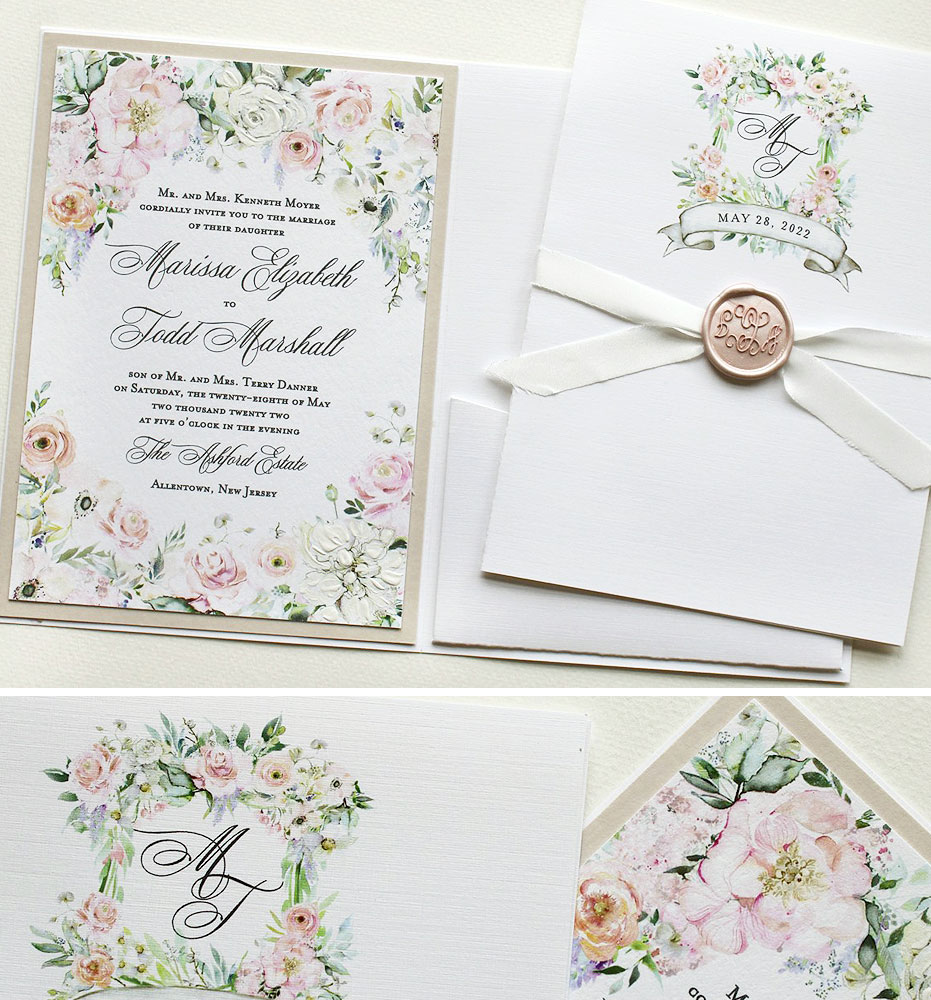 Soft Floral Watercolor Wedding Invitations