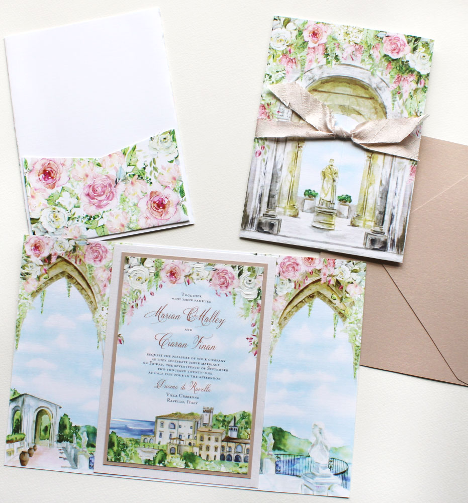 Villa Cimbrone Illustrated Wedding Invitations