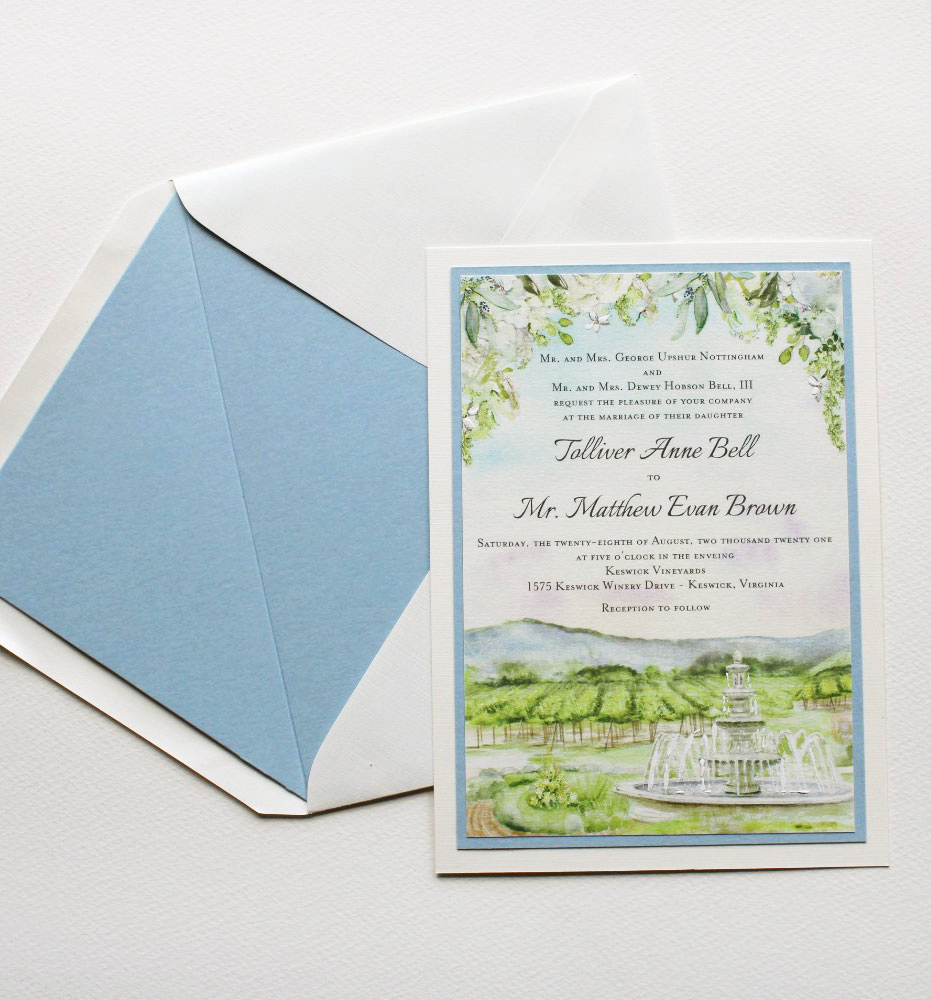 Virginia Landscape and Floral Wedding Invitations