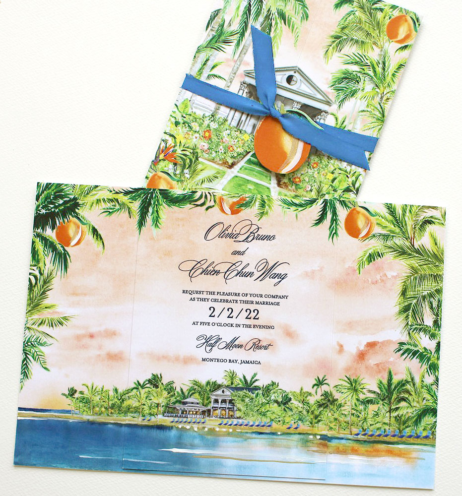 Watercolor Tropical Wedding Invitations