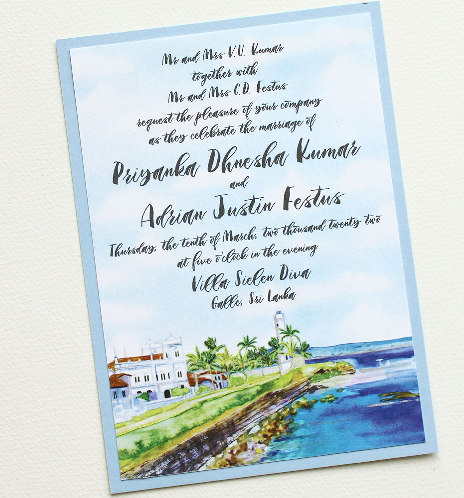 Custom Venue Illustration Wedding Invitations
