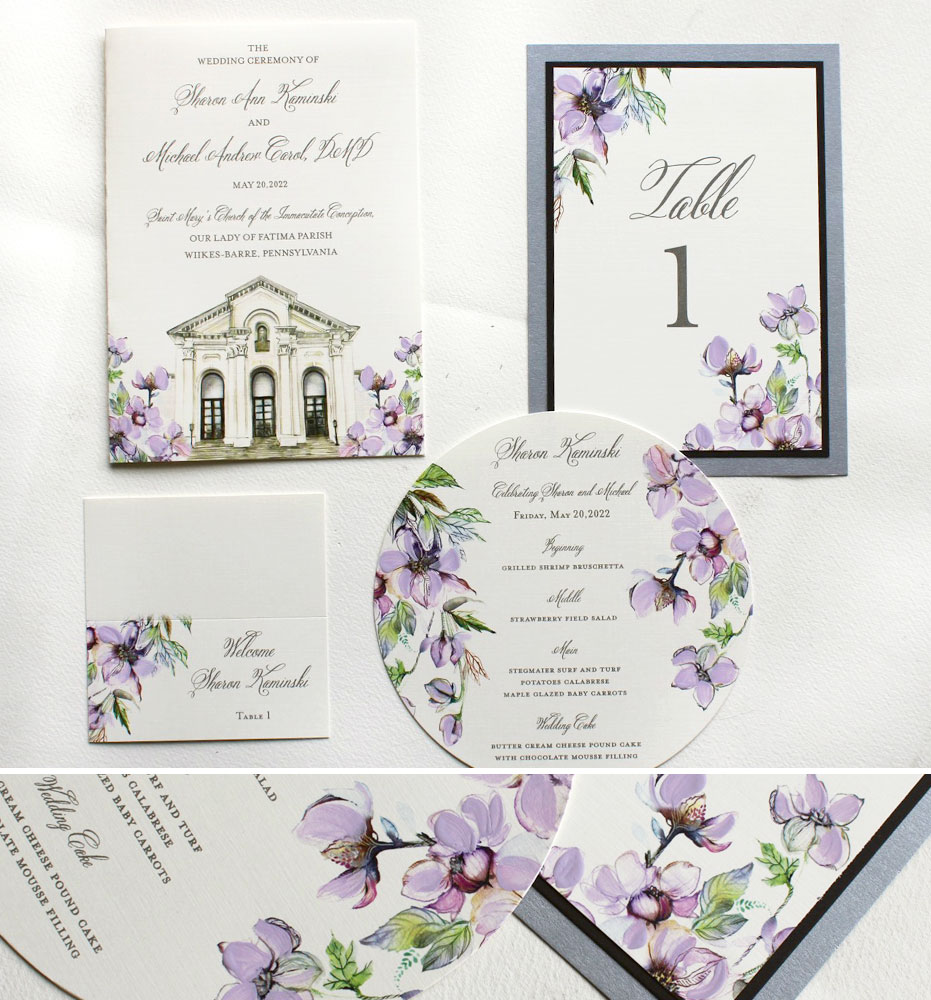 Lavender Floral Wedding Stationery