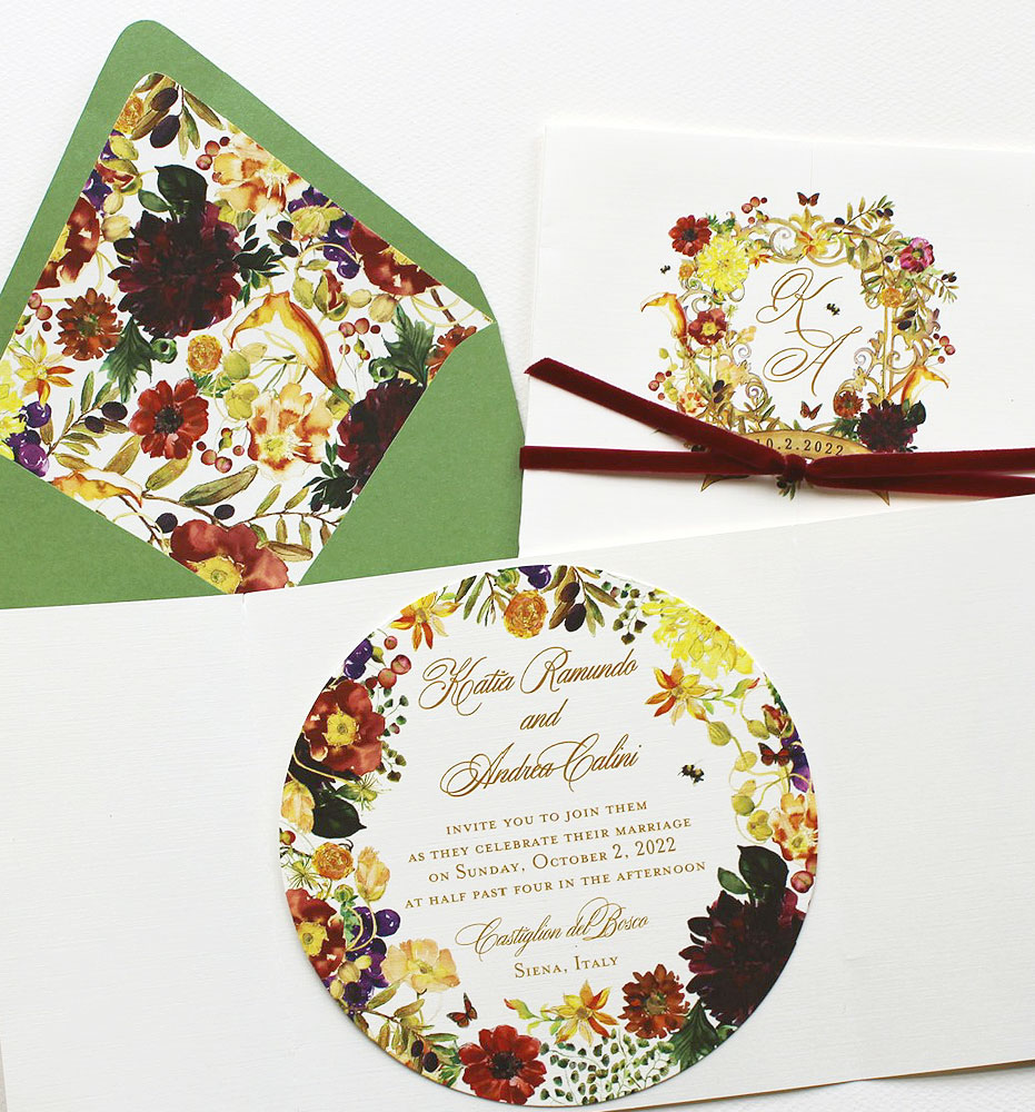 Autumn Floral Watercolor Wedding Stationery